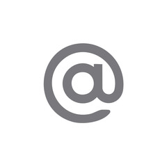 At Symbol Isolated: Email Sign, Internet Address, Rounded Grey Shape