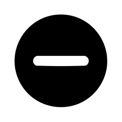 Subtraction symbol icon presented on a black round button background