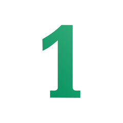 Number One Sign Isolated on White Simple Green Number One Graphic Resource Element