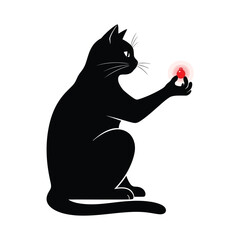Cat holding a glowing red object in its paw © Mohsin
