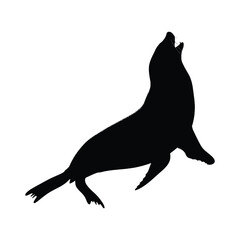 Fototapeta premium Black seal silhouette on white background