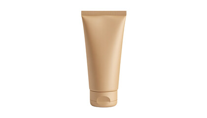 A beige cosmetic tube on transparent background