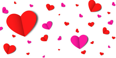 Romance Holiday Paper Decoration Heart Composition. Wedding celebration cloud confetti layout with modern banner and abstract background.