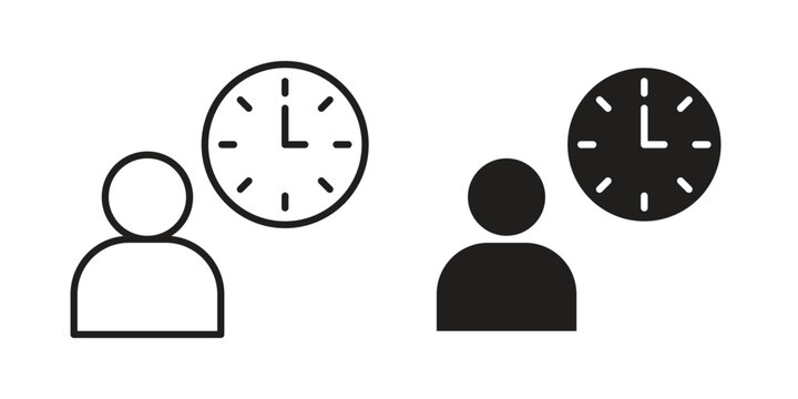Office hours icons on white background. EPS 10. Editable linear style stroke. Vector icon