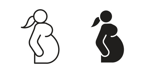 Pregnancy icons on white background. EPS 10. Editable linear style stroke. Vector icon