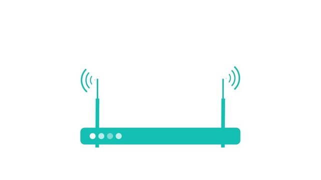 Animation of Modern Minimal Router Sending Wireless Network Signal Waves