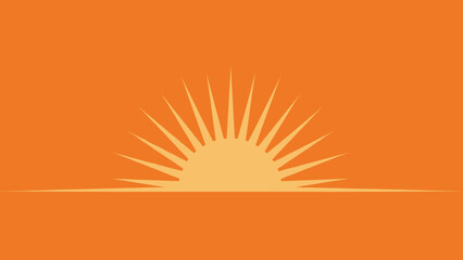 Stylized Sunrise Over Horizon Line Graphic.