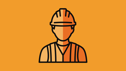 Construction worker icon with hard hat and vest.