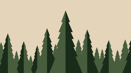 Stylized Evergreen Forest Landscape with Tall Pine Trees.