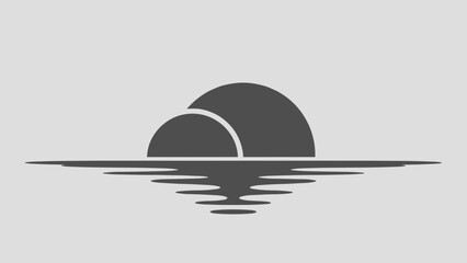 Minimalist Sunset Over Water Reflection Graphic.