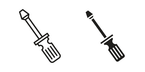 Fototapeta premium Screwdriver icons on white background. EPS 10. Editable linear style stroke. Vector icon