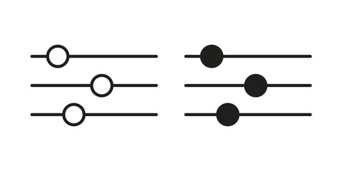 Settings sliders icons on white background. EPS 10. Editable linear style stroke. Vector icon