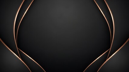 Elegant black background with curved rose gold lines for luxury branding and sophisticated corporate design