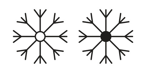 Snowflake icons on white background. EPS 10. Editable linear style stroke. Vector icon