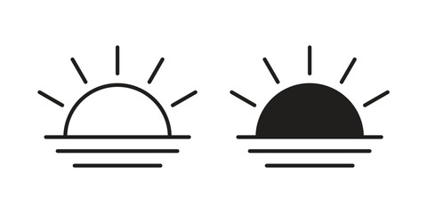Sunrise icons on white background. EPS 10. Editable linear style stroke. Vector icon