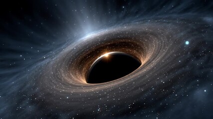 Cosmic black hole formation sequence showcasing swirling gas and light, illustrating gravitational pull and event horizon dynamics in a stunning astronomical display of space phenomena