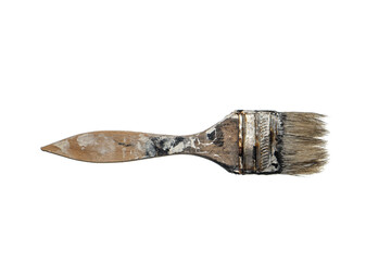Vintage wooden paint brush with stains