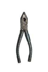 Grungy metal pliers with dark handles