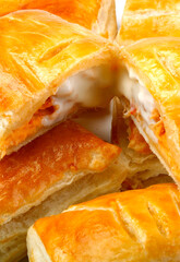 Stuffed puff pastry, breakfast food