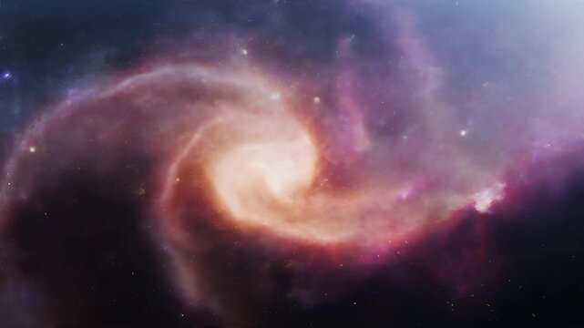 Vibrant and colorful depiction of a galaxy with swirling clouds of gas and stars