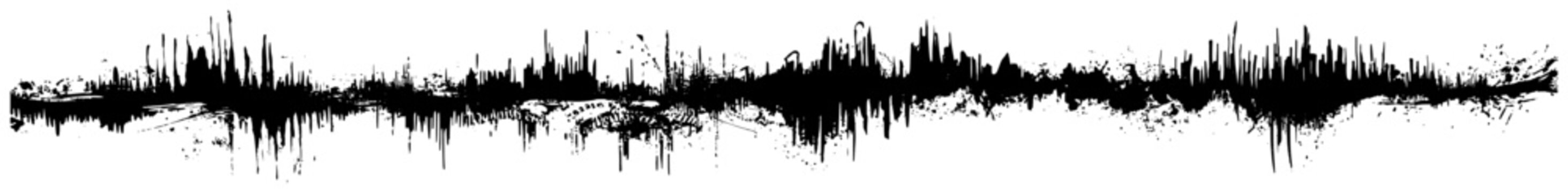 Abstract black ink wave with jagged pulse texture as horizontal grunge divider