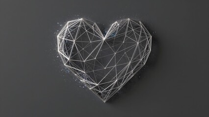 Représentation d'un cœur illustrant la connectivité numérique et une structure géométrique moderne.