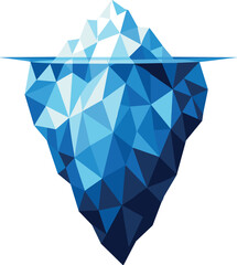 Geometric Iceberg Cross-Section. Low-poly vector illustration focused on an iceberg cross-section with a small visible tip and