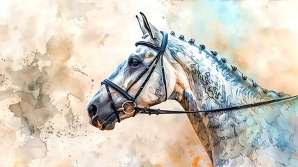 Original watercolor painting of a horse on a light background.
