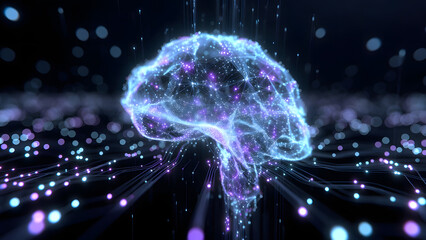 Macro Photograph of Futuristic Quantum AI Processor Chip with Glowing Circuits