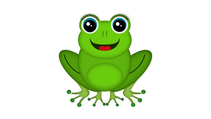 Obraz premium Happy Green Frog Sitting and Smiling Vector Illustration