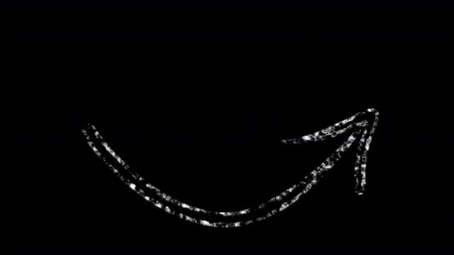 white arrow chalk texture sketch hand drawn style animation on a plain black background animated in a rough organic scribble team tactics or school childlike manner 4K