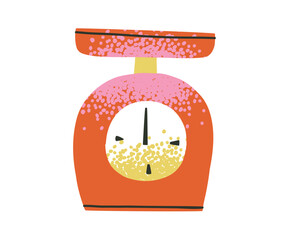 Kitchen scale isolated illustration. Kitchen utensils for measuring the weight of products, cooking.