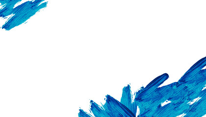 Abstract blue paint splashes on transparent background for modern poster and flyer decorative elements.