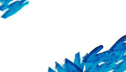 Abstract blue paint splashes on transparent background for modern poster and flyer decorative elements.