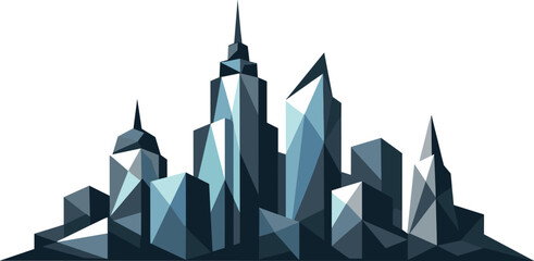Geometric City Skyline. Low-poly vector illustration focused on an iconic city skyline symbol representing urban life and progress