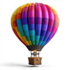 Fototapeta premium Vibrant Multi-Colored Hot Air Balloon Isolated on White Background