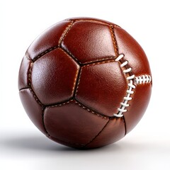 Vintage Brown Leather Hybrid Sports Ball with White Lacing