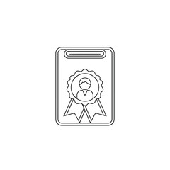 Minimalist Line Art Illustration of an Award Badge with Ribbon and Medal