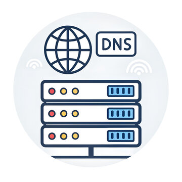 DNS server with globe and Wi Fi signals icon domain name system isolated on transparent background