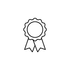 Minimalist Line Drawing of Award Ribbon Badge for Recognition or Achievement