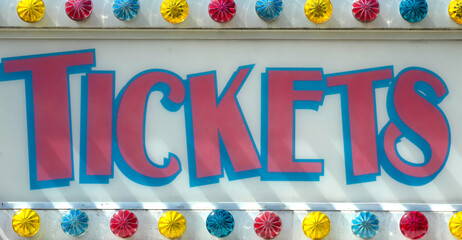 Carnival Tickets Sign With Colored Lights