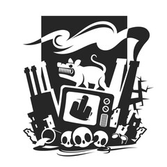 Propaganda by TV and Loudspeaker Vector Illustration