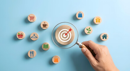 target marketing strategy with magnifying glass