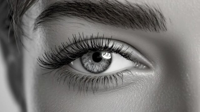Close-up progression of a human eye showcasing intricate details of eyelashes, iris, and skin texture, highlighting the natural beauty and unique characteristics in a series of stunning frames