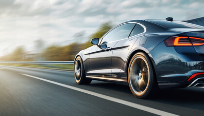 高速道路を走るスポーツカーの洗練された走行