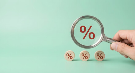 magnifying glass with percent sign