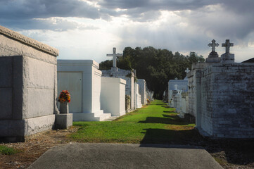 Crypts line Cemetery Path