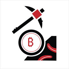 Icon Bitcoin Mining. related to Cryptography symbol. doodle style