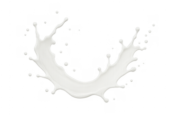 White liquid milk splash with drops on transparent background