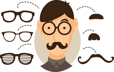 Cartoon Character with Glasses and Mustache